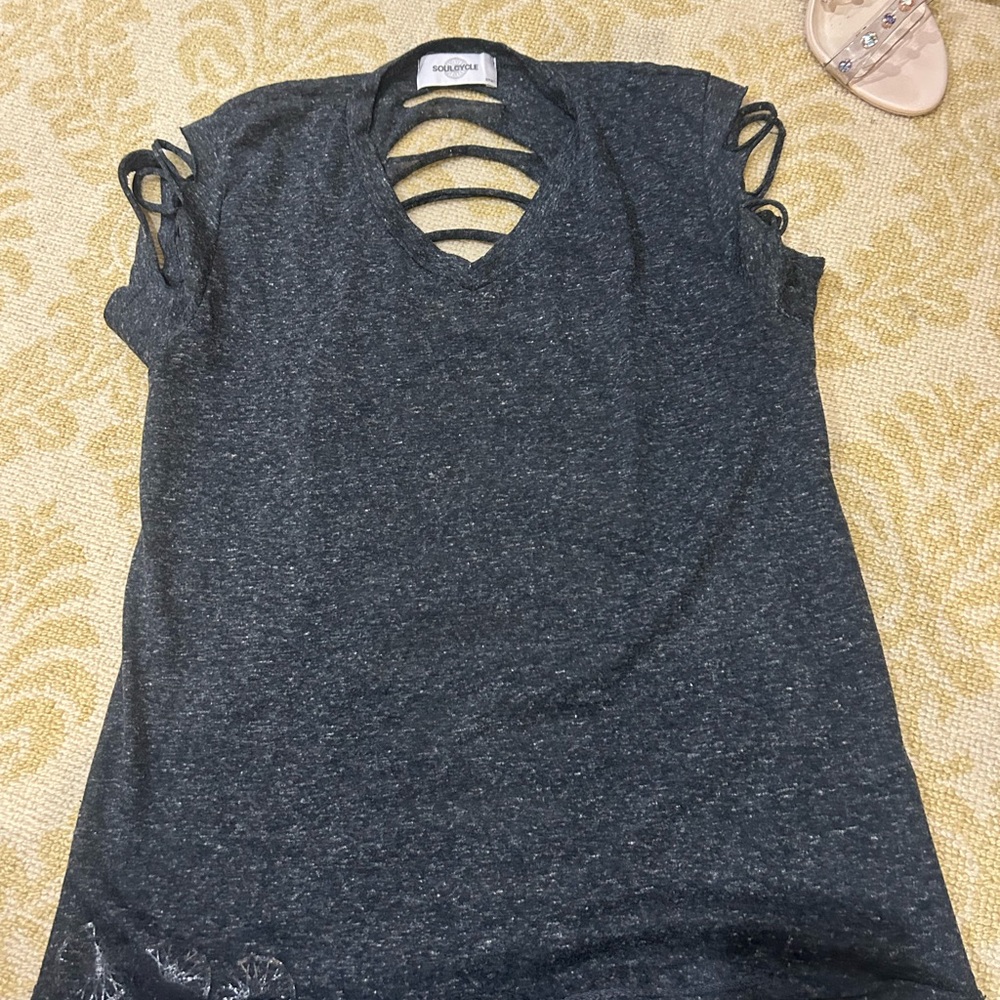 SoulCycle Women's Black Cutout Short Sleeve Tee